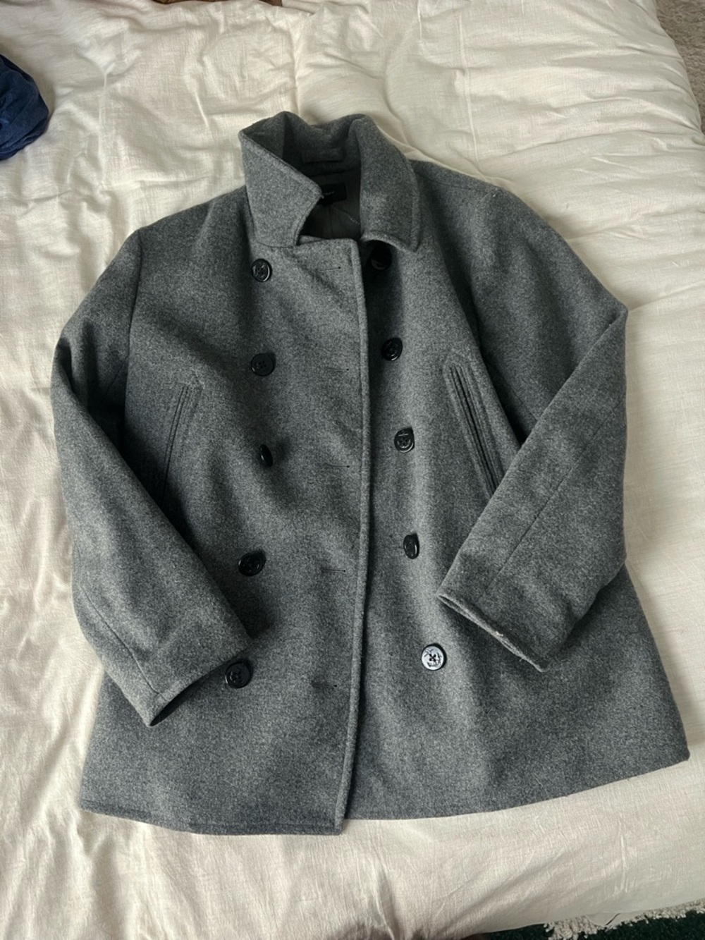 J. Crew Grey Wool Blend Coat with Herringbone Lining